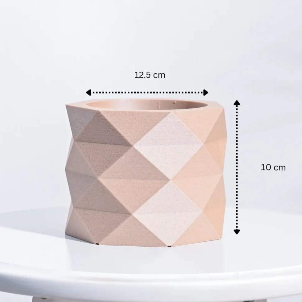 Faceted prism Wooden Pot