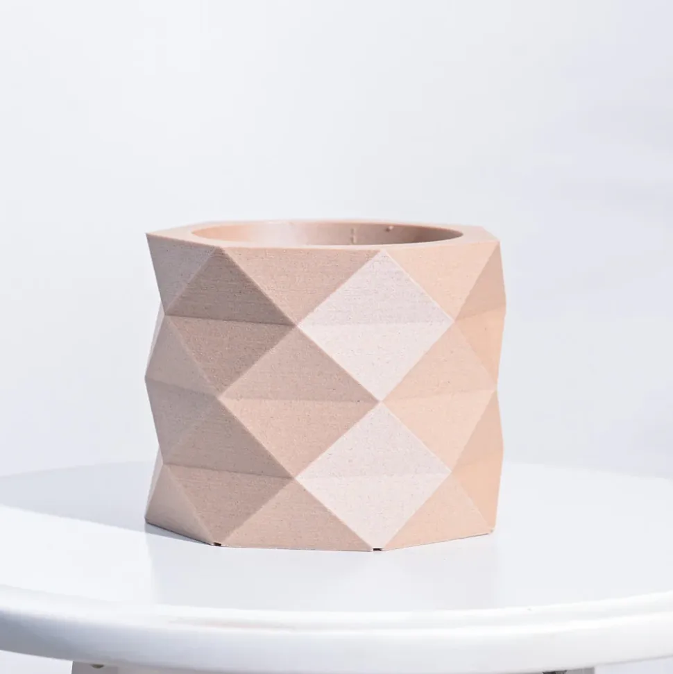 Faceted prism Wooden Pot