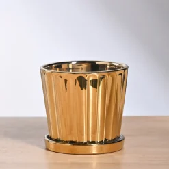 Fluted ceramic pot- 5 inch