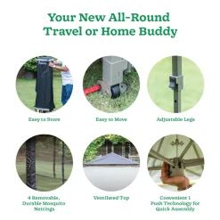 Luxury Pop-Up Gazebo Tent 13x13 ft with Netting & Wheeled STO-N-Go Bag | Beige & Coffee
