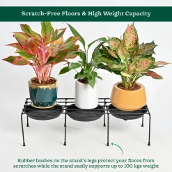 Metal Plant Stands with Drip-tray Holder - set of 4