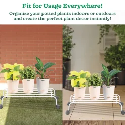 Metal Plant Stands with Wheels Set of 2