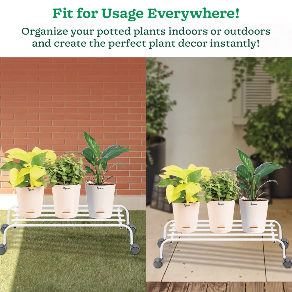 Metal Plant Stands with Wheels Set of 2
