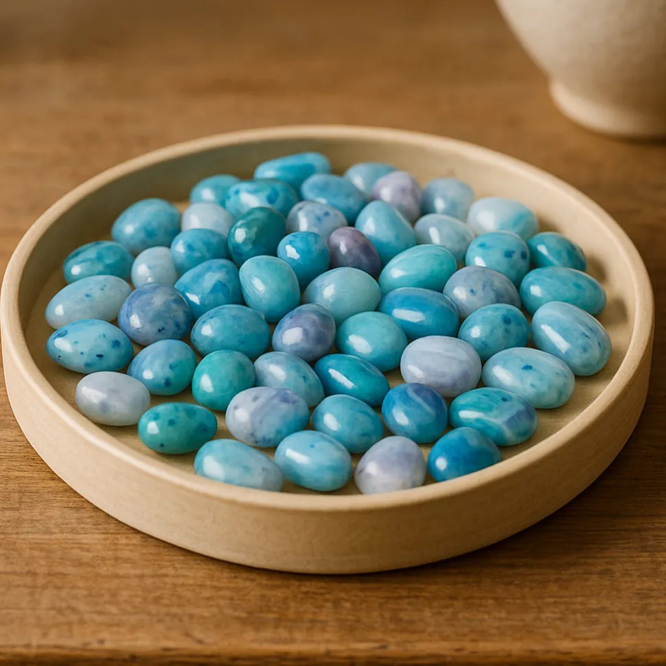 Onyx Sea Blue Polished Pebbles- 1 Kg