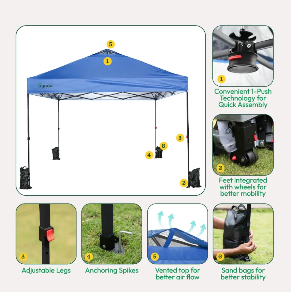 Premium Pop-Up Gazebo Canopy Tent 10×10 ft – Waterproof Outdoor Canopy with Carry Bag