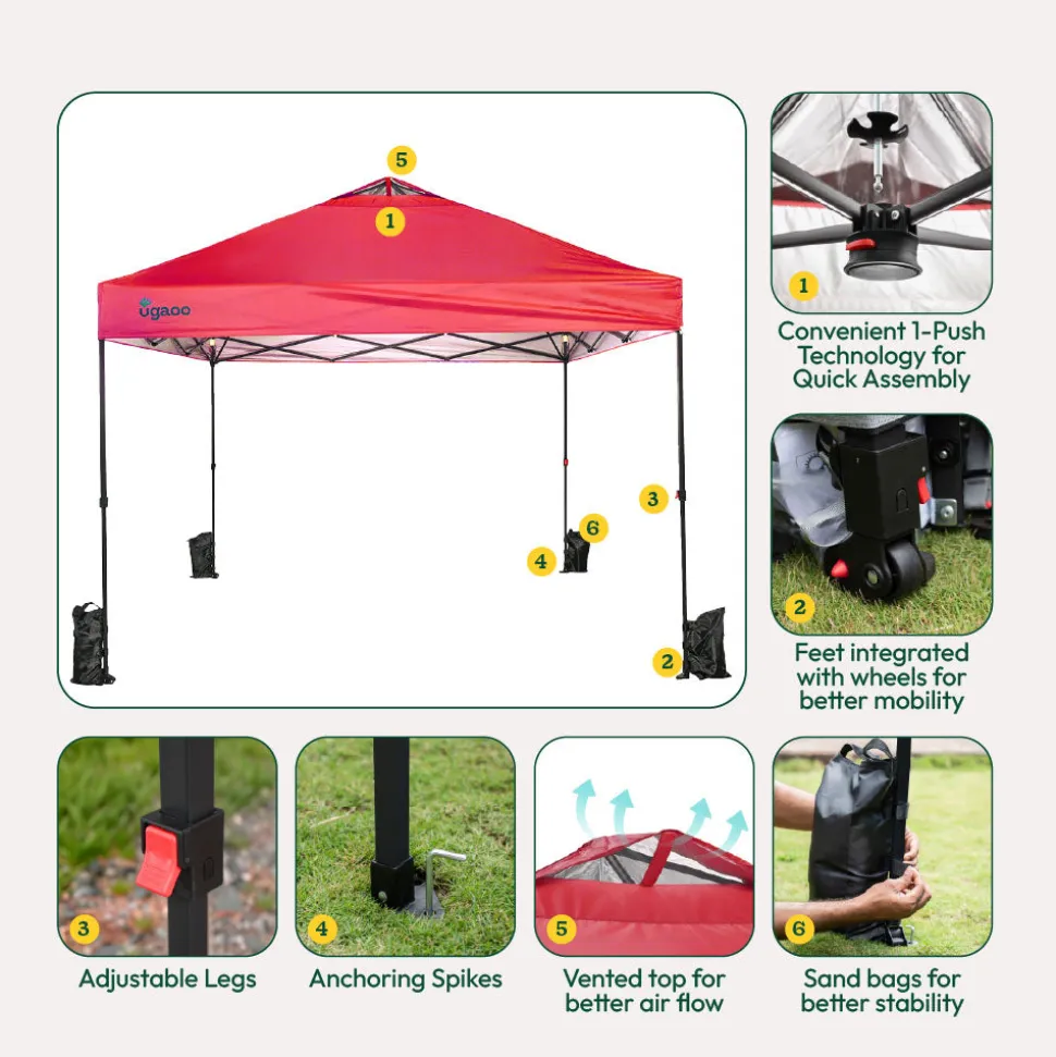Premium Pop-Up Gazebo Canopy Tent 10×10 ft – Waterproof Outdoor Canopy with Carry Bag