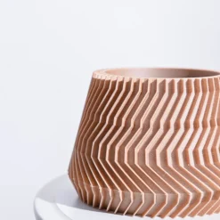 Ridged Waves Wooden Pot