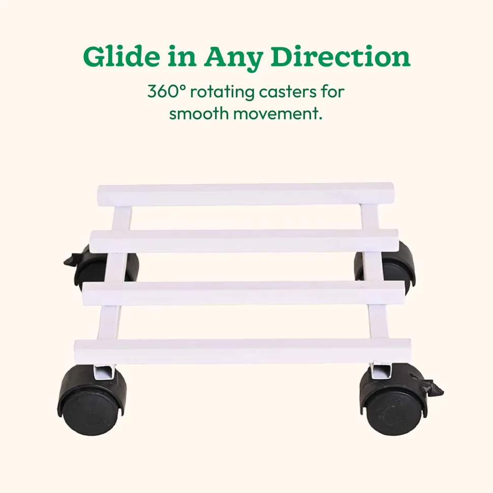 Rolling Plant Stand - White