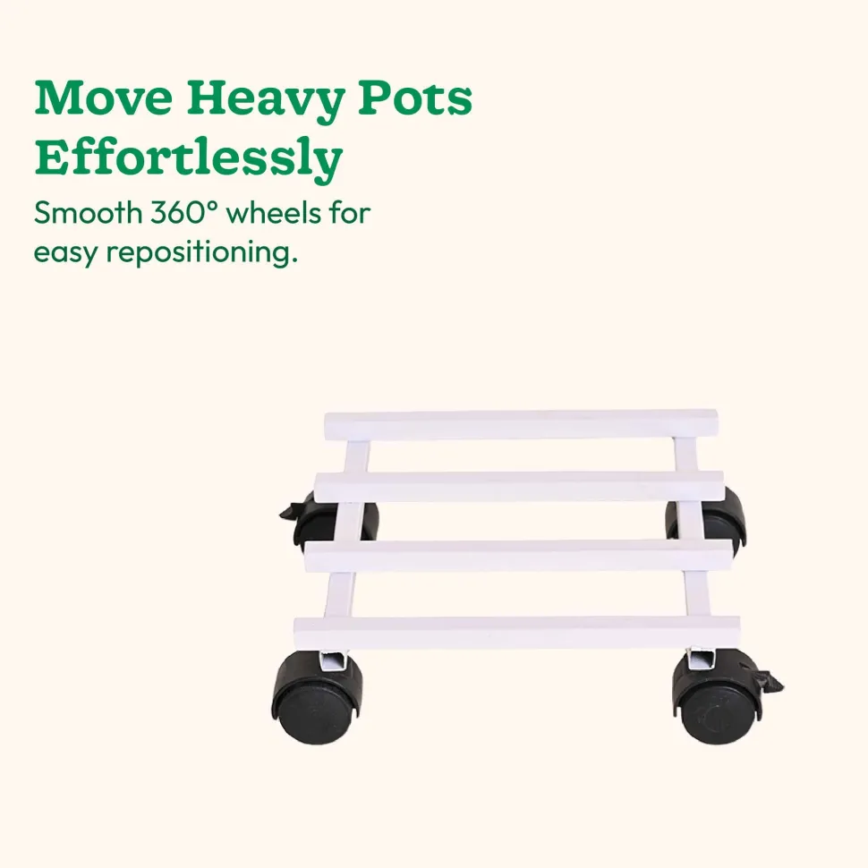 Rolling Plant Stand - White