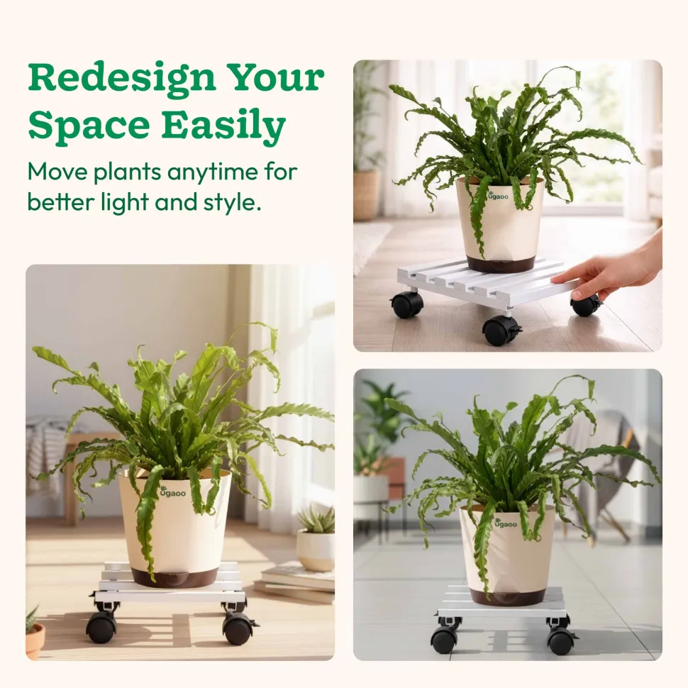 Rolling Plant Stand - White