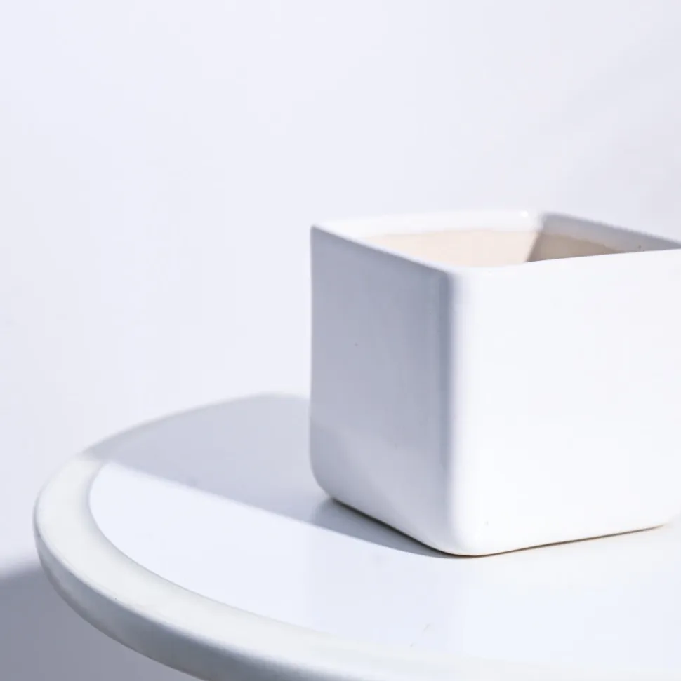 Square Ceramic Pot (3.5 Inch Width)