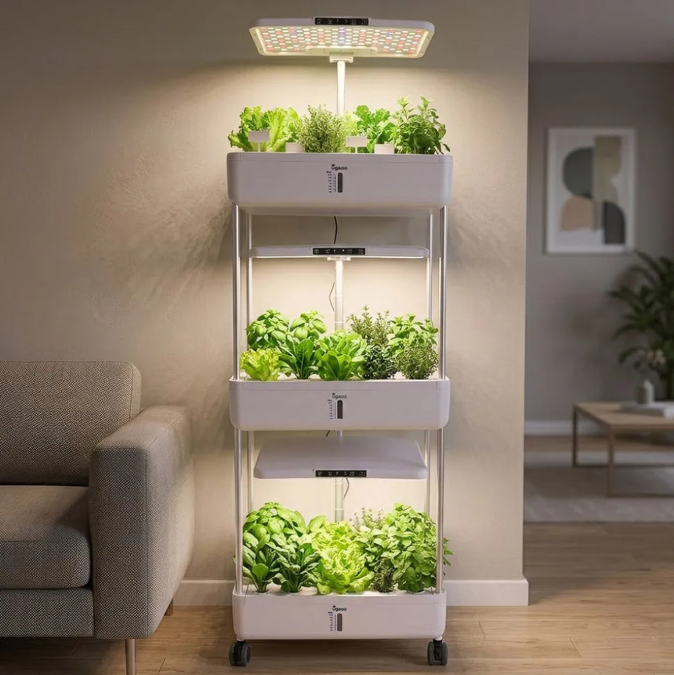 3-Tier Hydroponic Growing System with LED Grow Light
